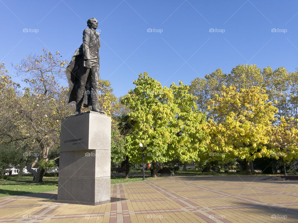 Autumn. monument to Alexander Ostrovsky