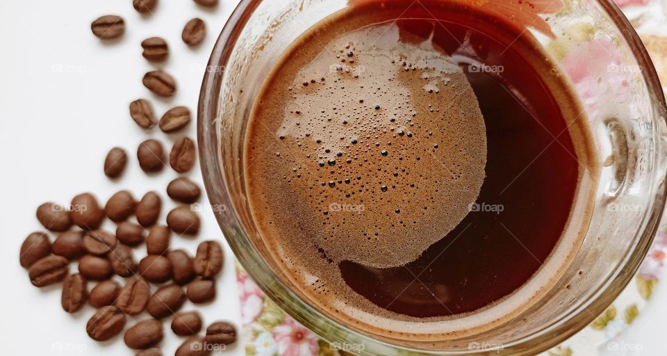 love coffee, cup of coffee top view morning routine