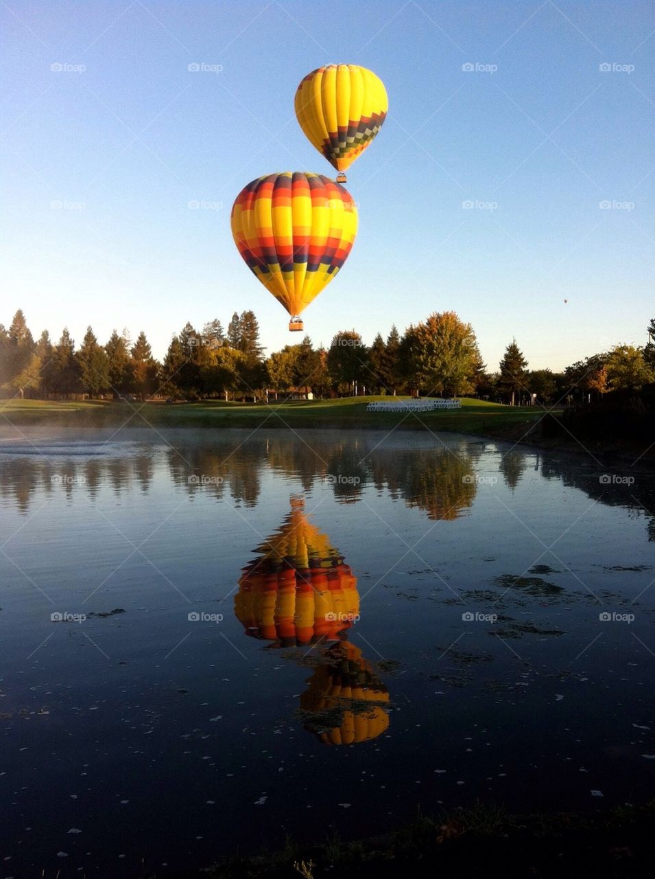 Balloon over pond