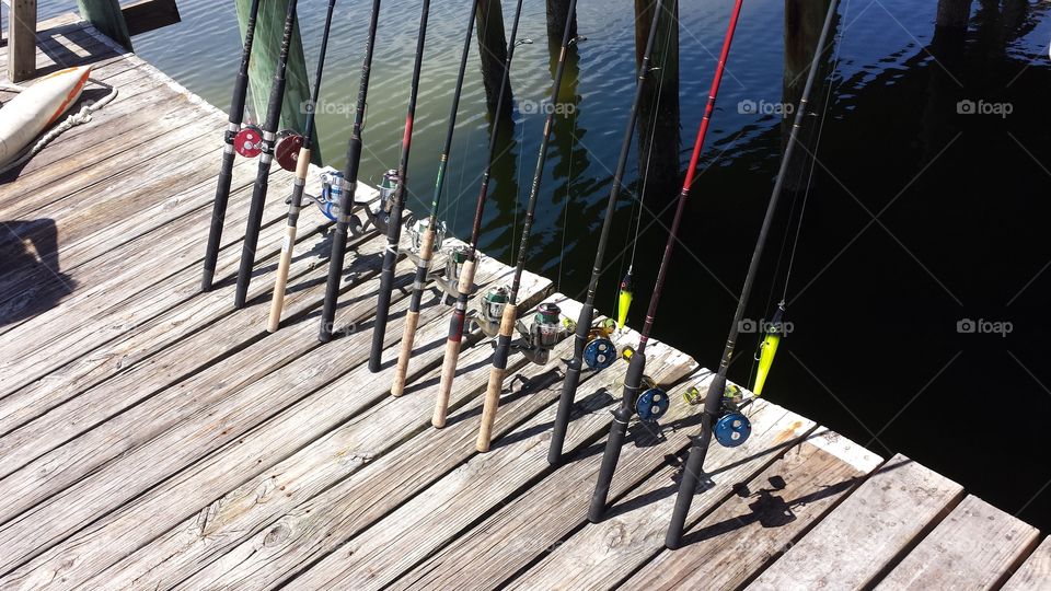 Angler week in the making, fishing lines set to cast on the ocean for dinner.