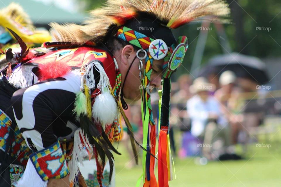First nations, native american traditional dancer at the powwow.