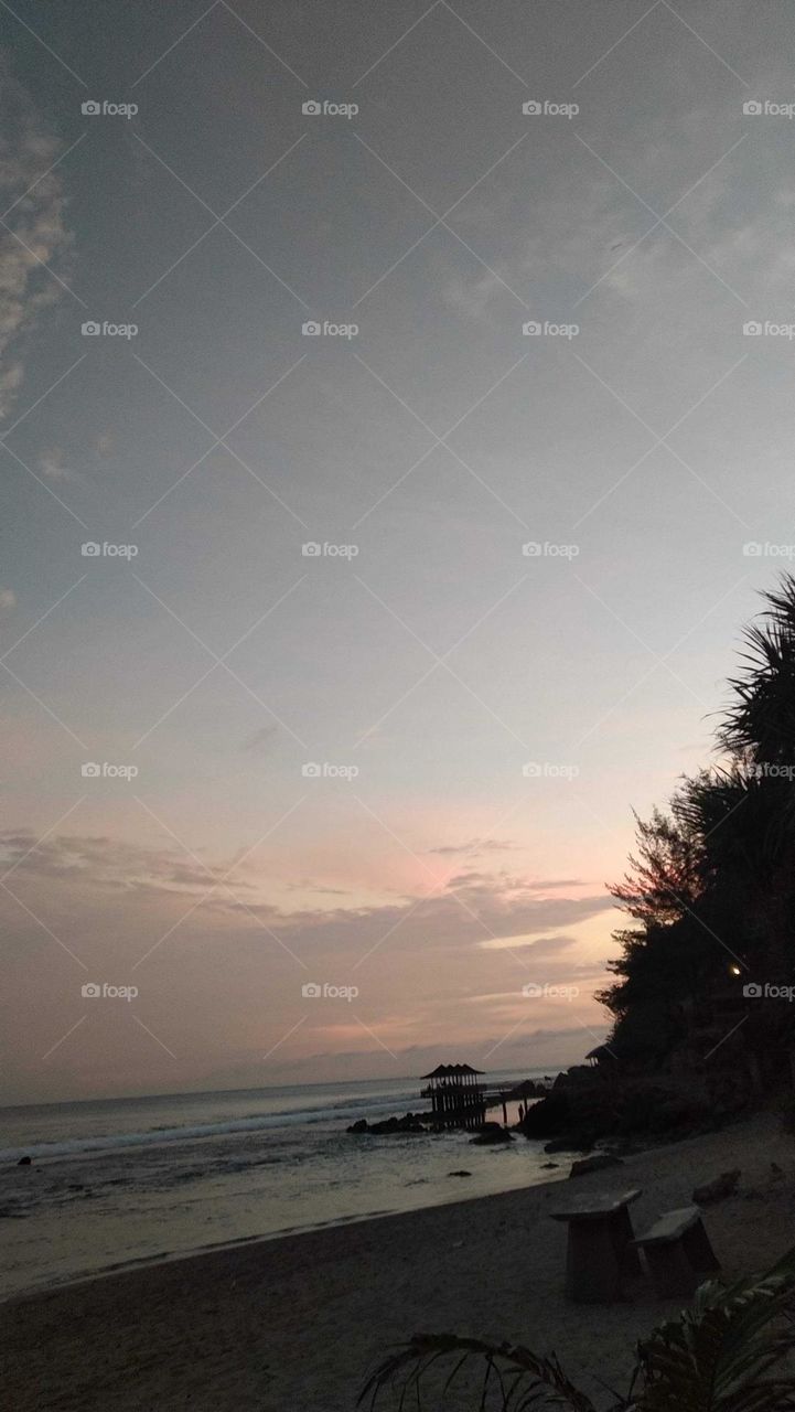 Beautiful sky view from the beach before sunset