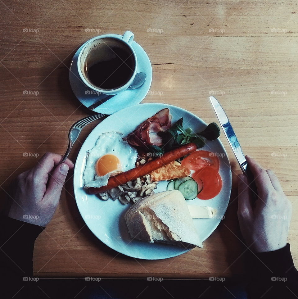 A person having breakfast