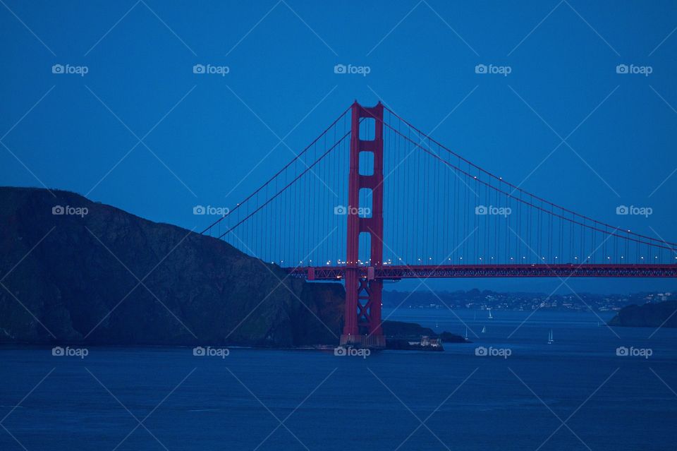 Golden Gate at dusk. 