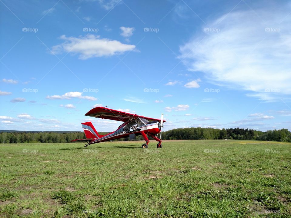 sport airplane. small aero club near Moscow city welcomes everyone