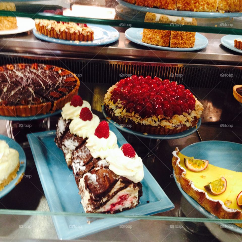 Cakes and Desserts. Cakes and desserts in a bakery