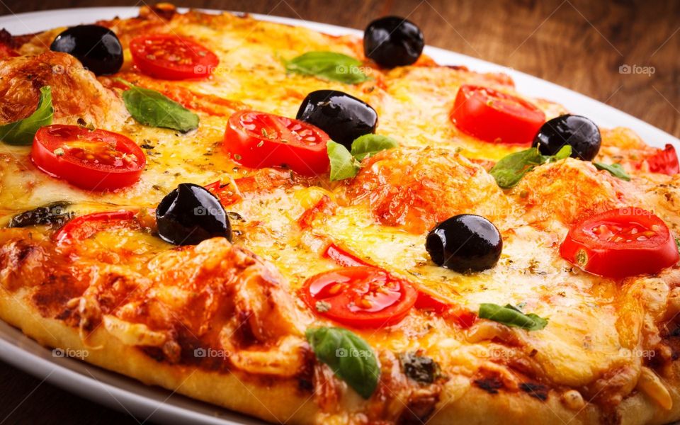 Pizza, Mozzarella, Cheese, Tomato, Crust