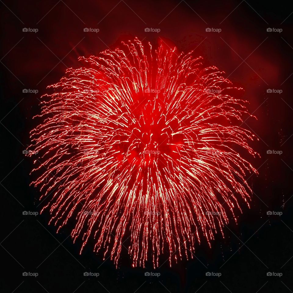 Red firework. Detail of a a big firework.