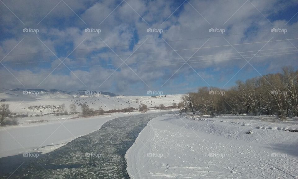 Mountain River in Winter