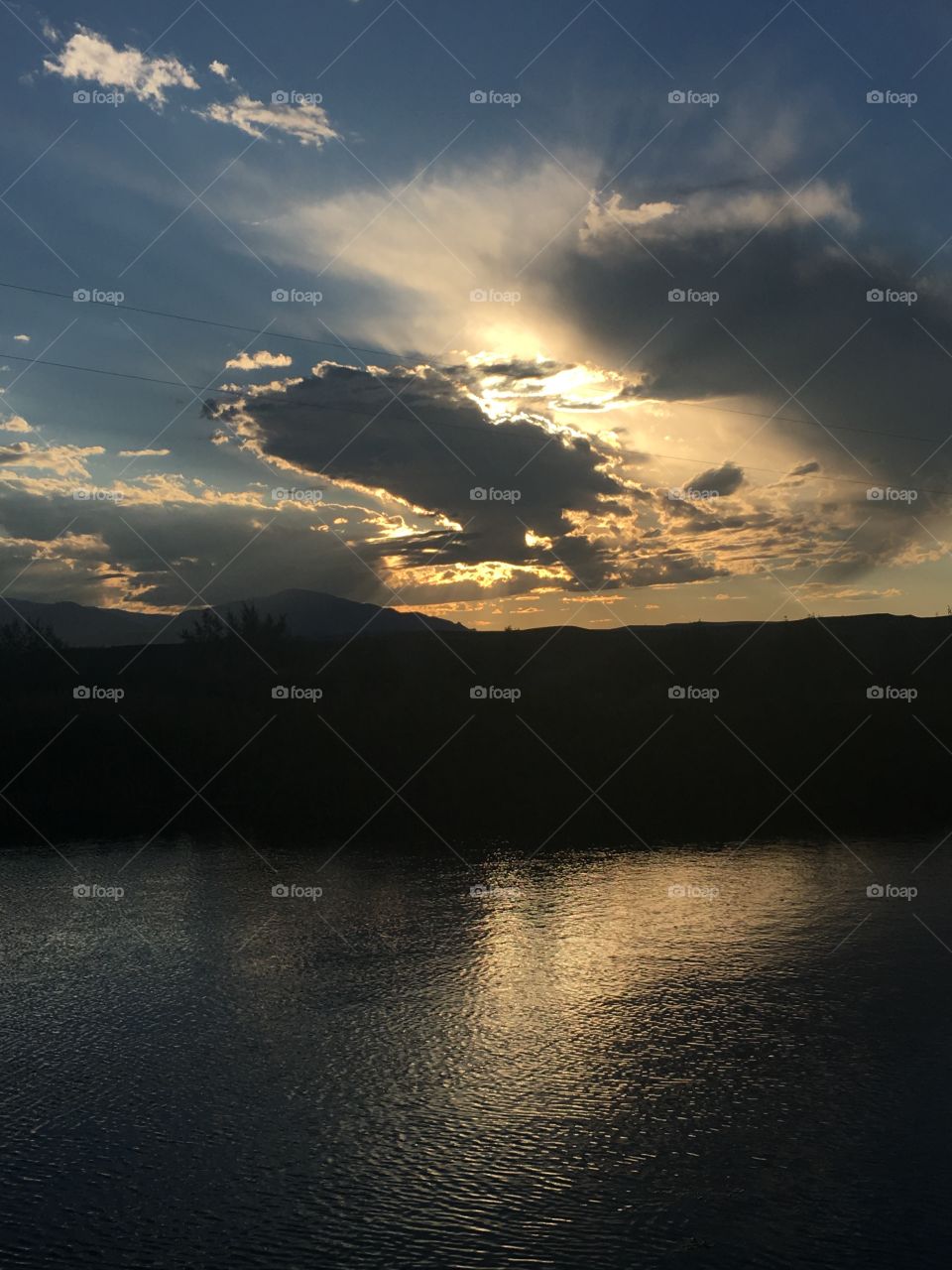 Idyllic lake during sunset
