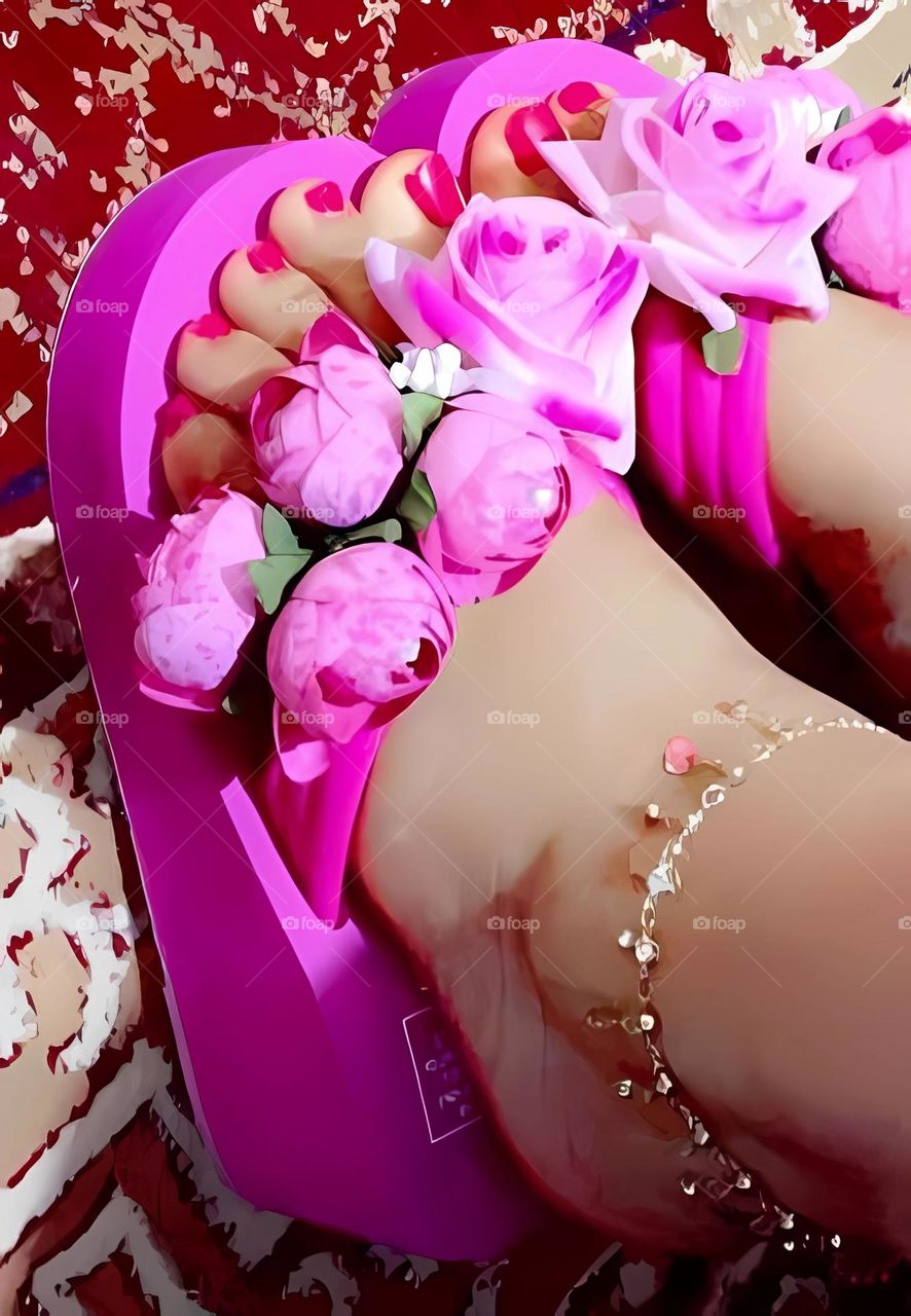 Soft feet, painted nails