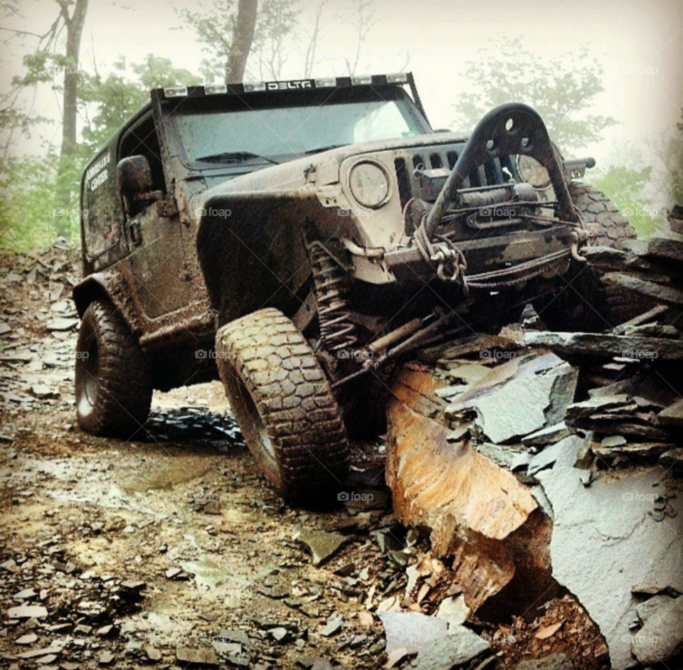 Rock pile Jeep flex