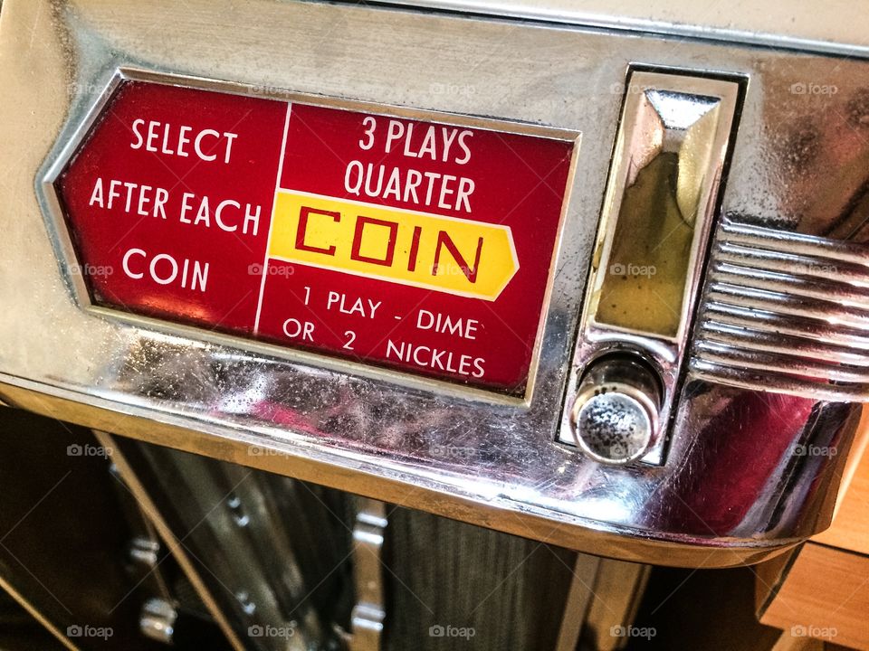 Juke box coin slot, put a quarter in and get ready to scoot a boot, swing your gal or just plain bust a move. B 6 looks good. 