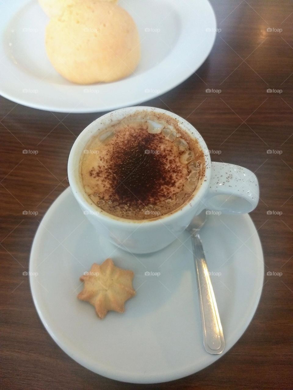 cappuccino and cheese bread