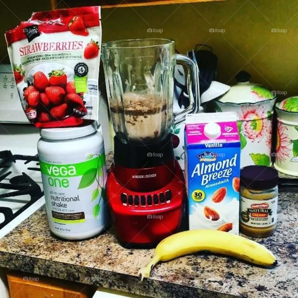 My old post-workout protein shake, and ingrediants to add some flavor. I was more of a whey protein guy, but used this during my last weight loss phase.