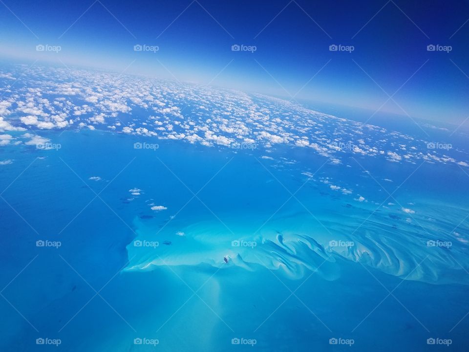 aerial shot of the Caribbean seascape