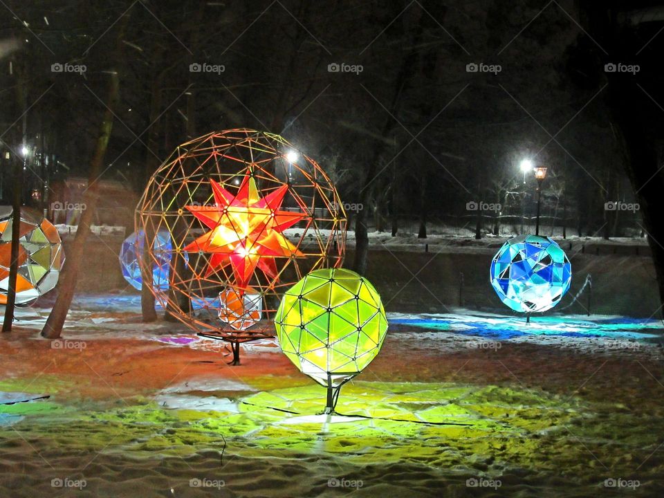 winter, decoration of the park with art objects