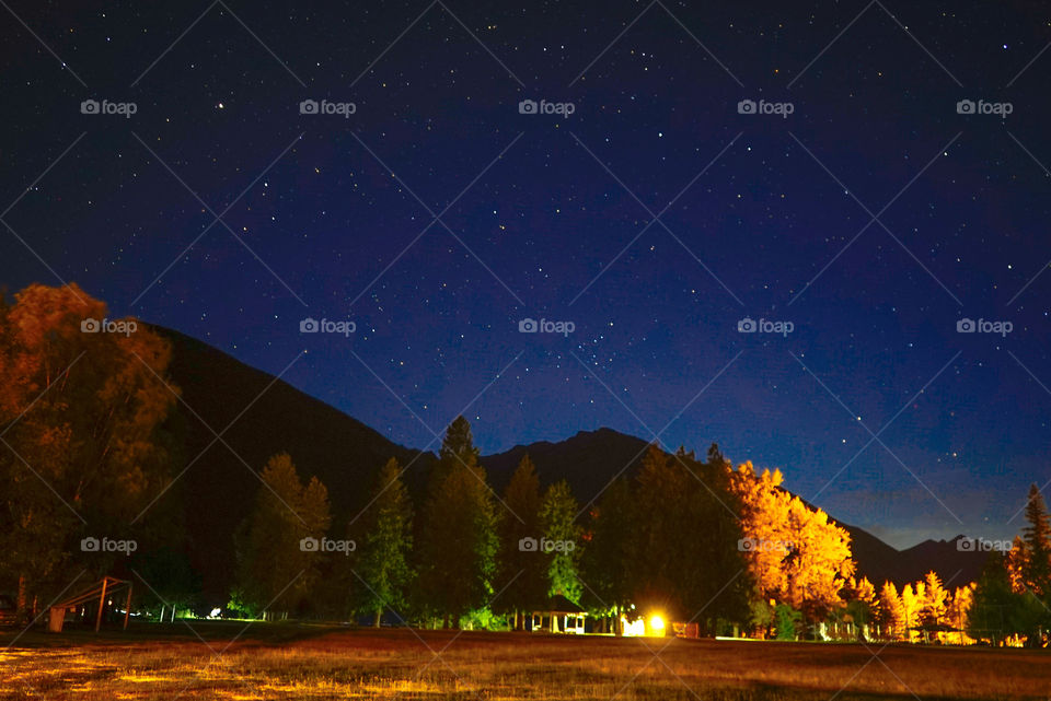 Starry sky over the camp ground in New Denver, British Columbia