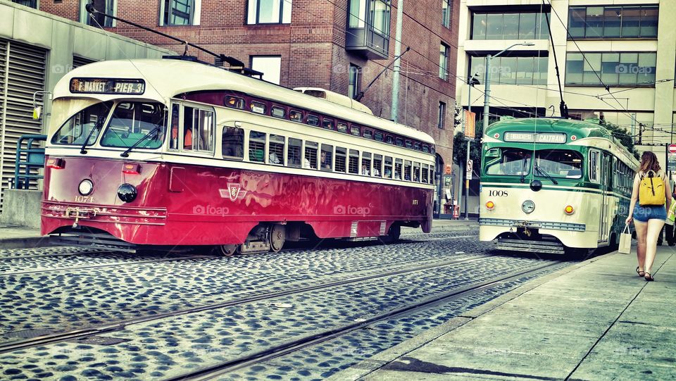 A view into a commute in San Francisco, CA. 