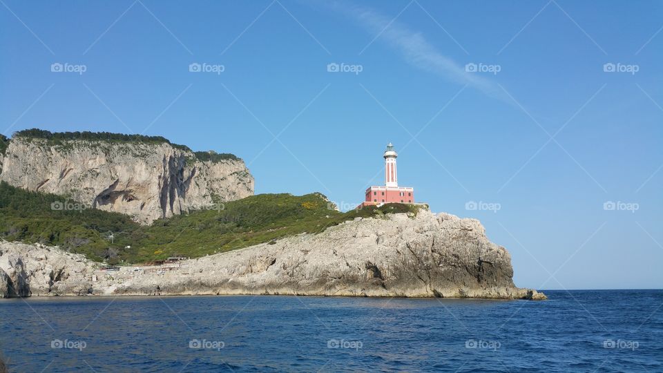 Lighthouse in Capri. boat trip around Capri