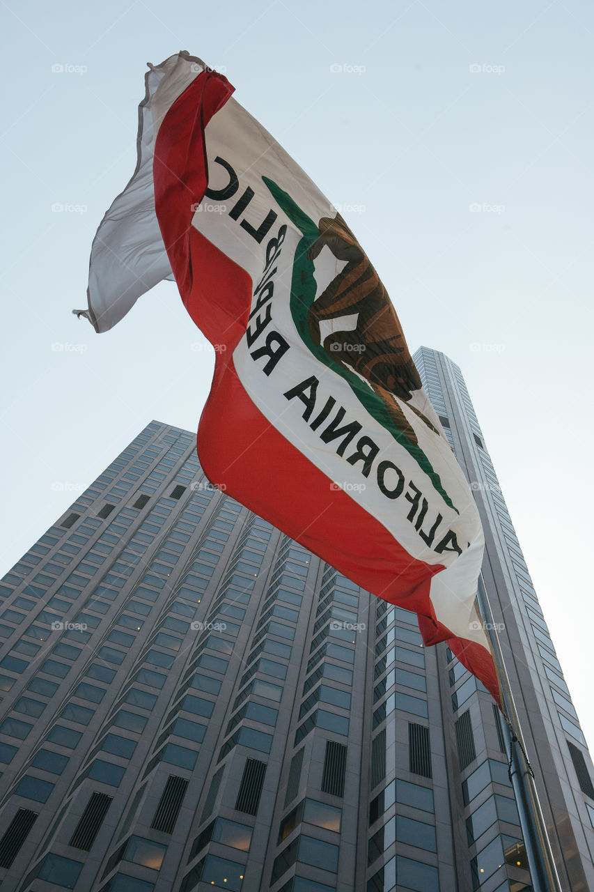 Flag of California in downtown 