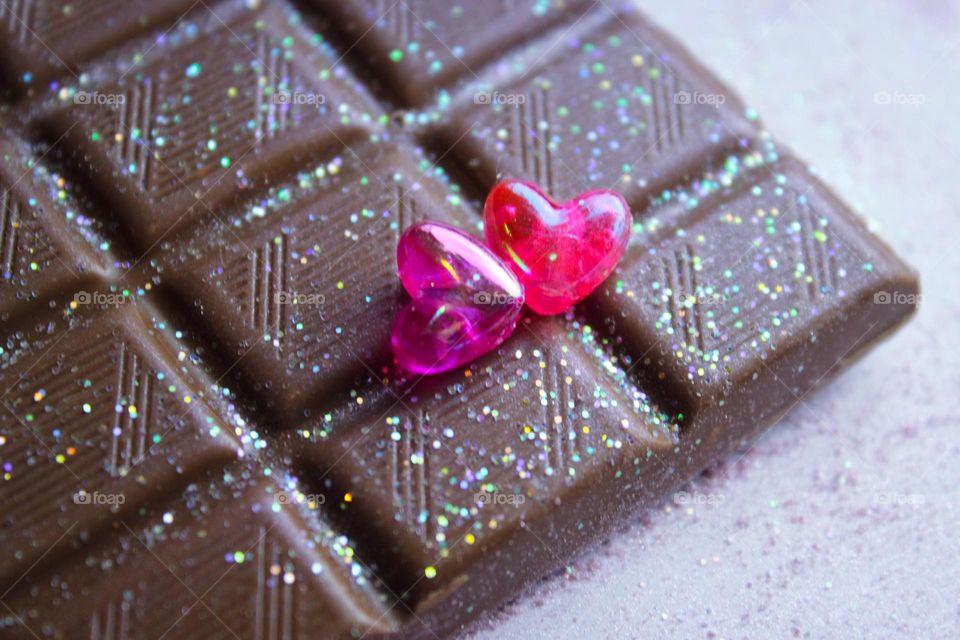 glitter chocolate hearts love
