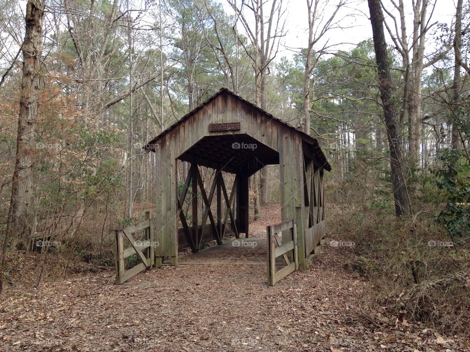 Covered bridge. Covered bridge at Clark Park in Fayetteville, NC.