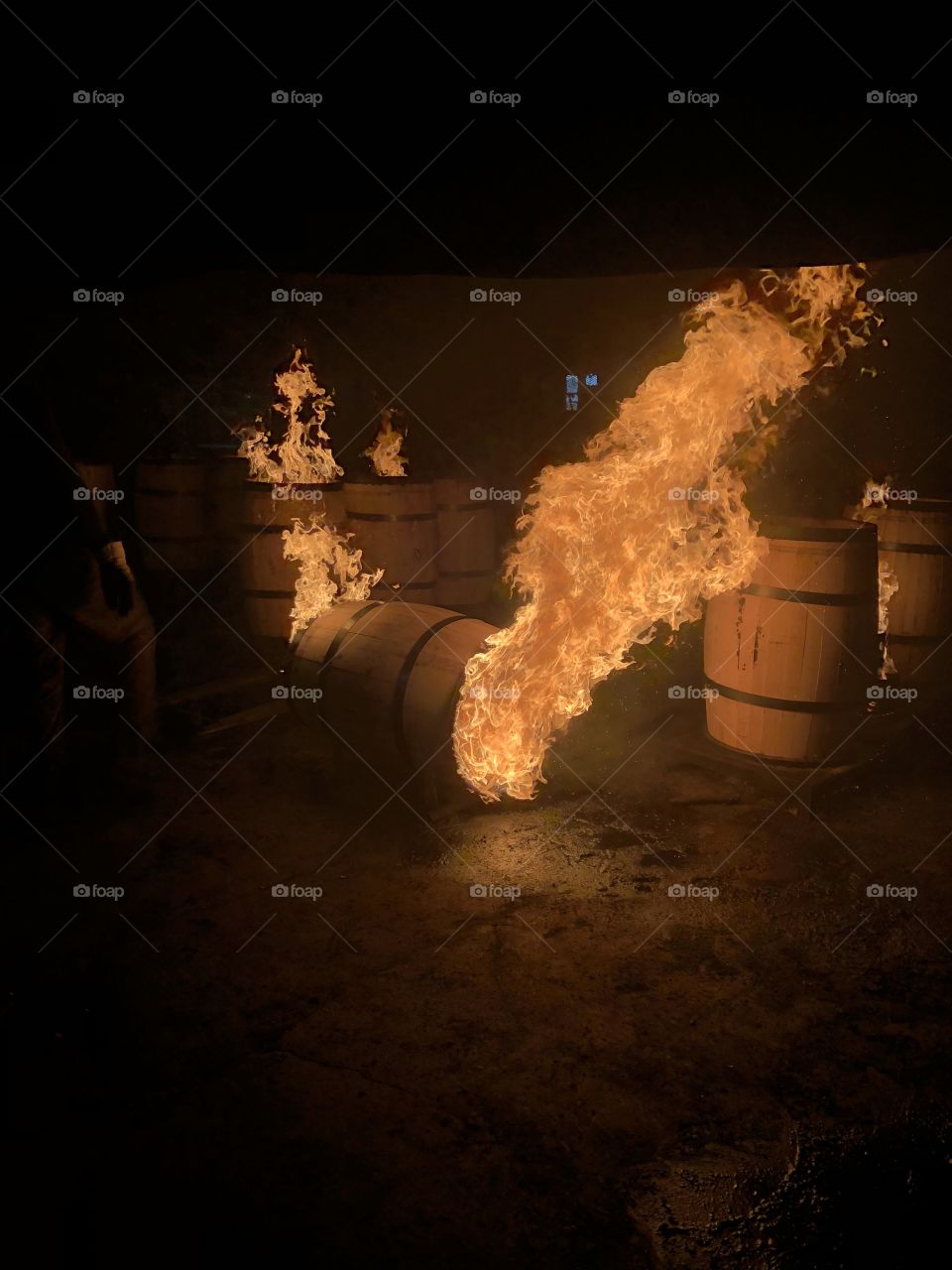 Barrels aflame