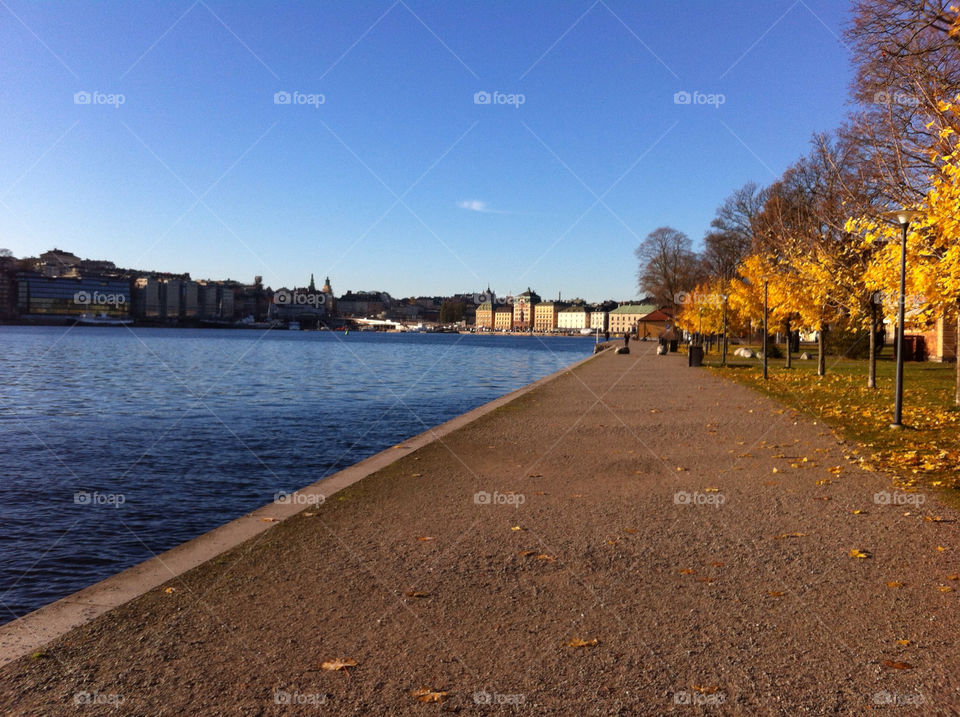 Crisp autumn day in the centre of Stockholm Sweden.