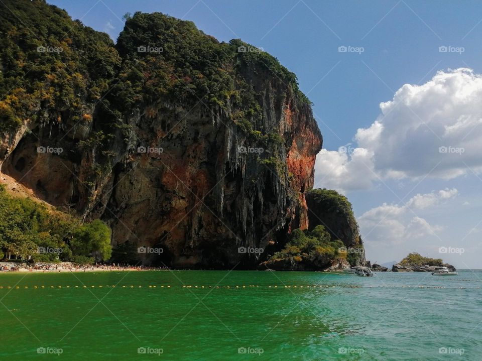 limestone rocks and beach in Krabi Thailand