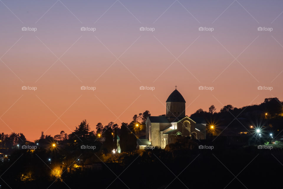 Variety shutter speed training in twilight moment at Bagrati Cathedral land scape in Kutaisi Georgia