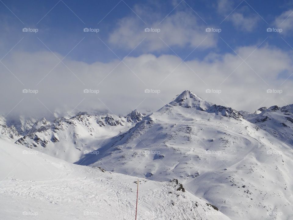 Snowy mountain during winter