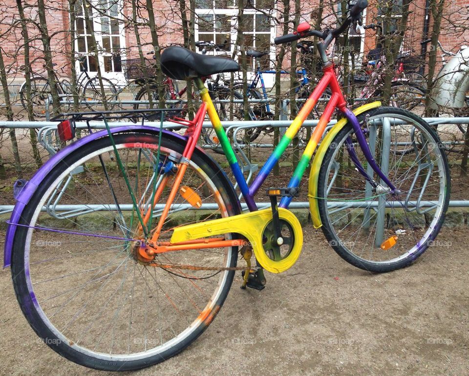 Rainbow bicycle.