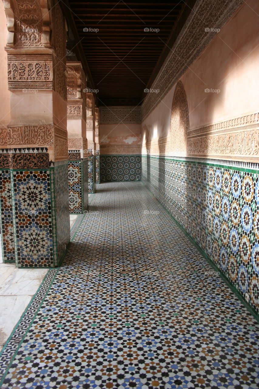 Shadows on mosaic in mosque