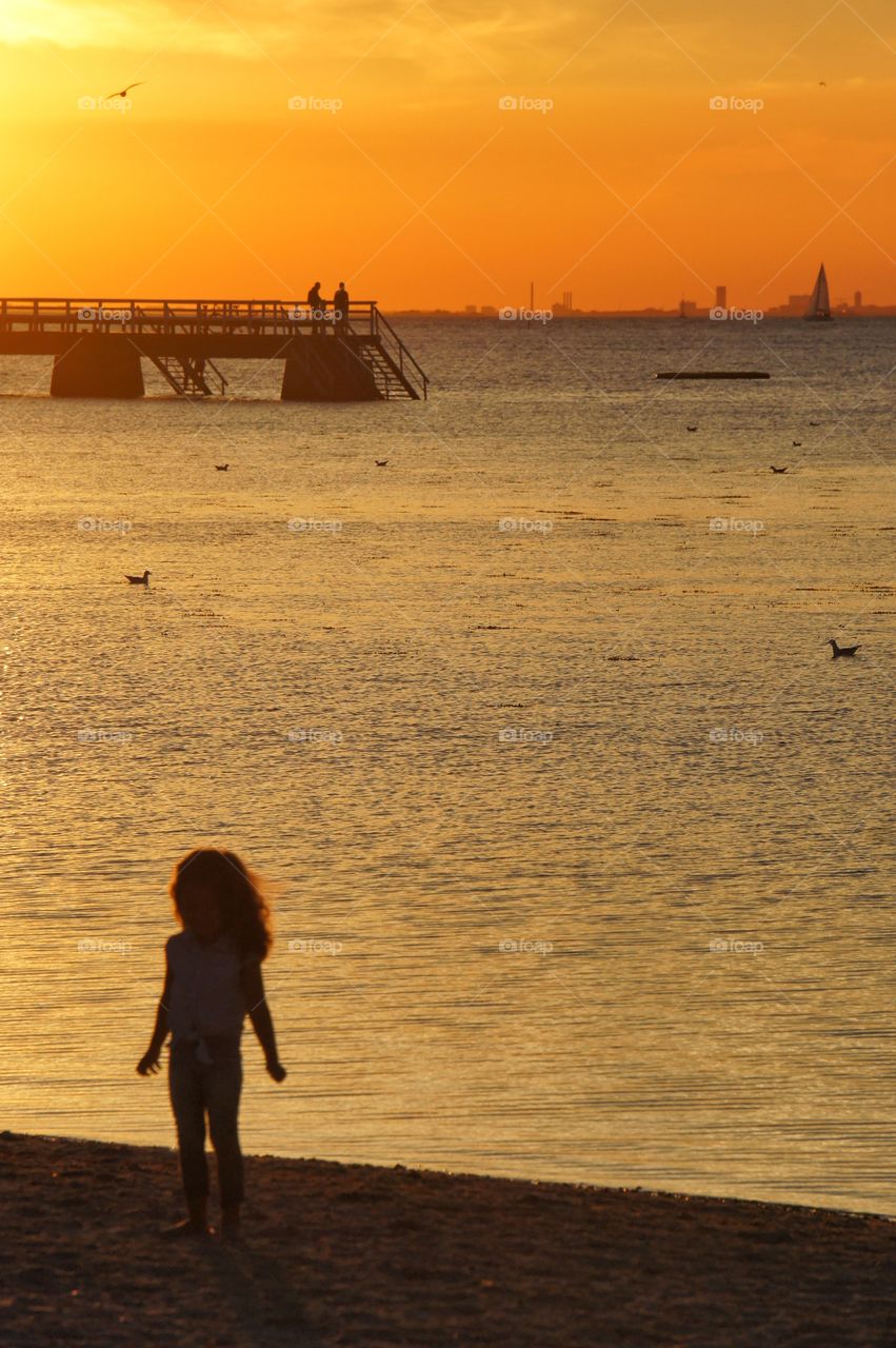 Walking along the beach 