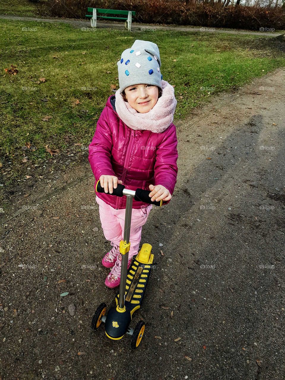 Julia playing in a park