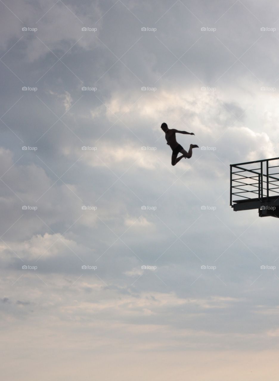 Silhouette of jumping in the air. 