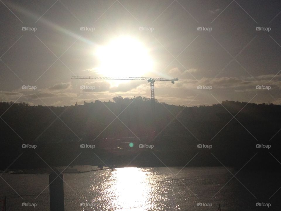 Sun and crane 