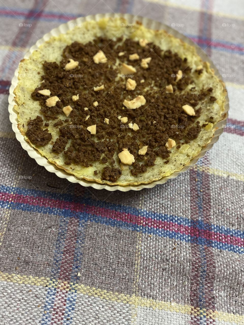 Potato tray with cheese and meat