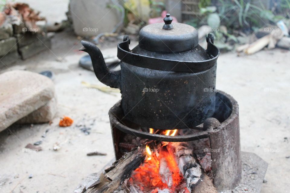 coking in village