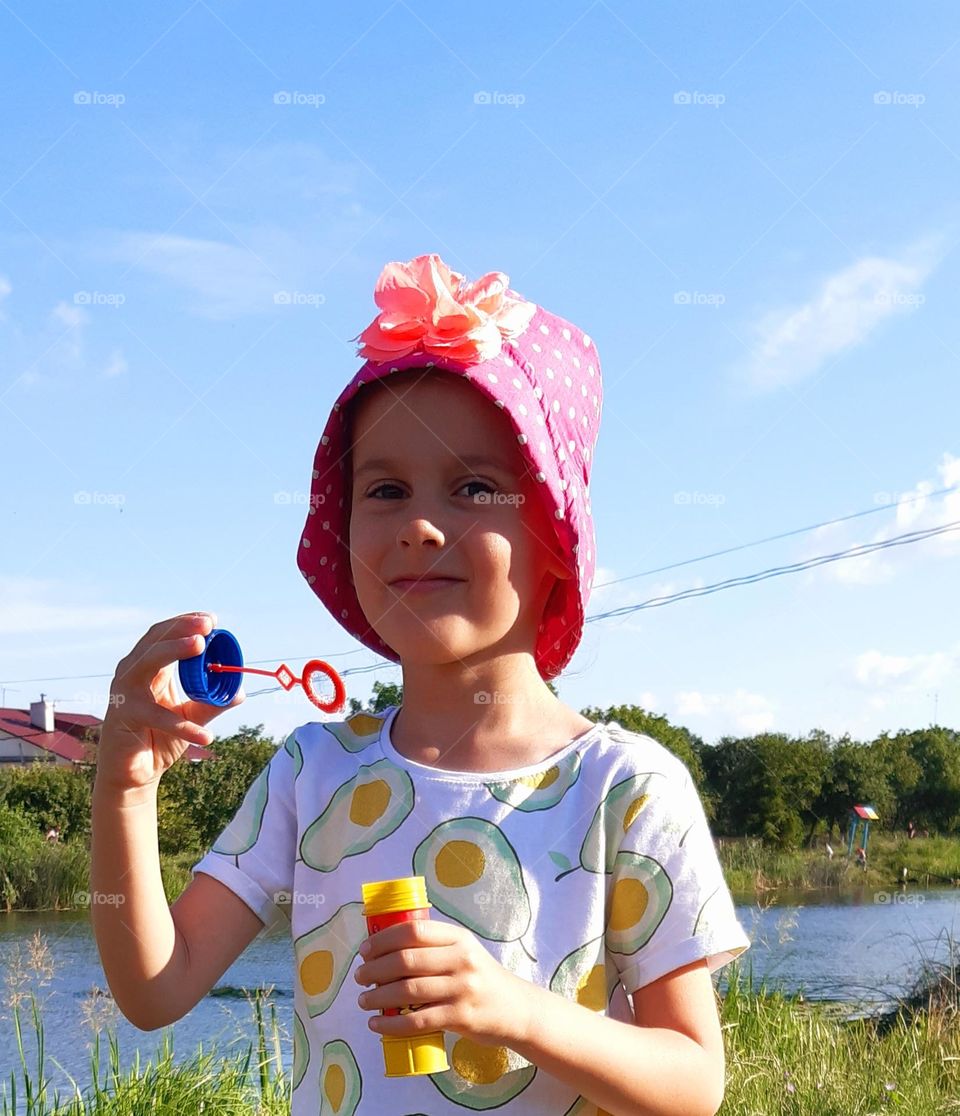 having fun with bubbles during summer days