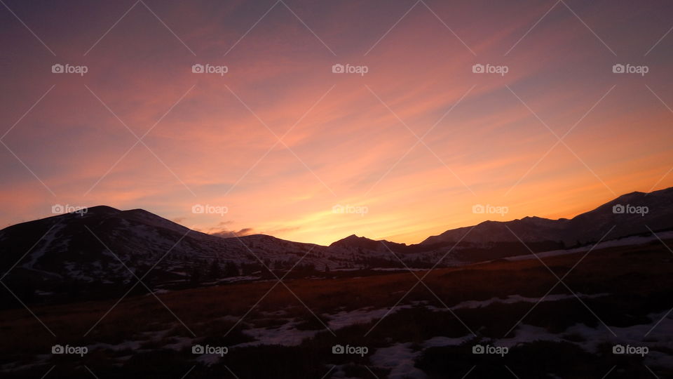 sunset on mountain of shara,macedonia