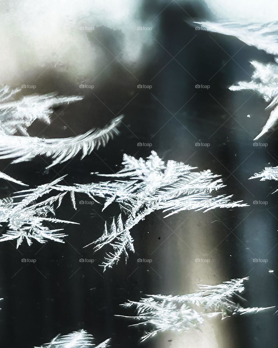 Natural frost on a cars window 