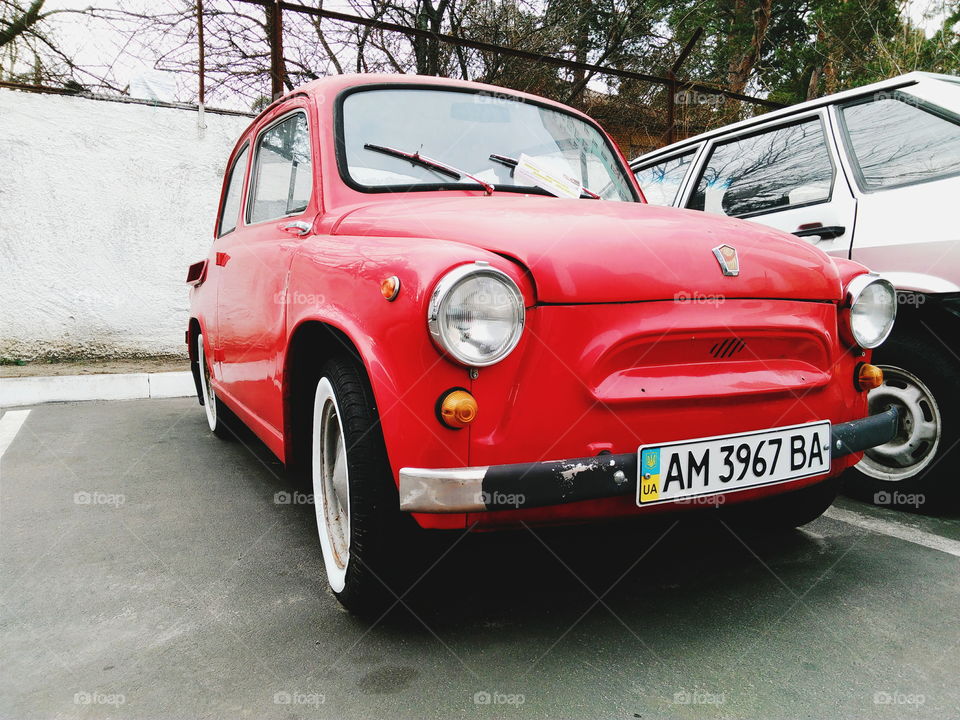 Red old car