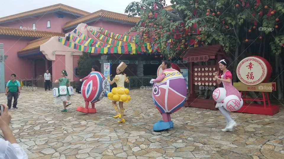 Hong Kong Easter Parade. In Ngong Ping Village on Lantau Island. 