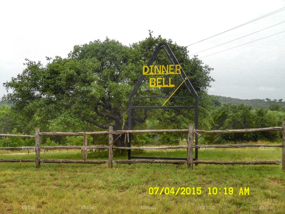world's largest dinner bell 🔔. This is part of the welcome sign of the wildcatter ranch resort located east of Graham Texas