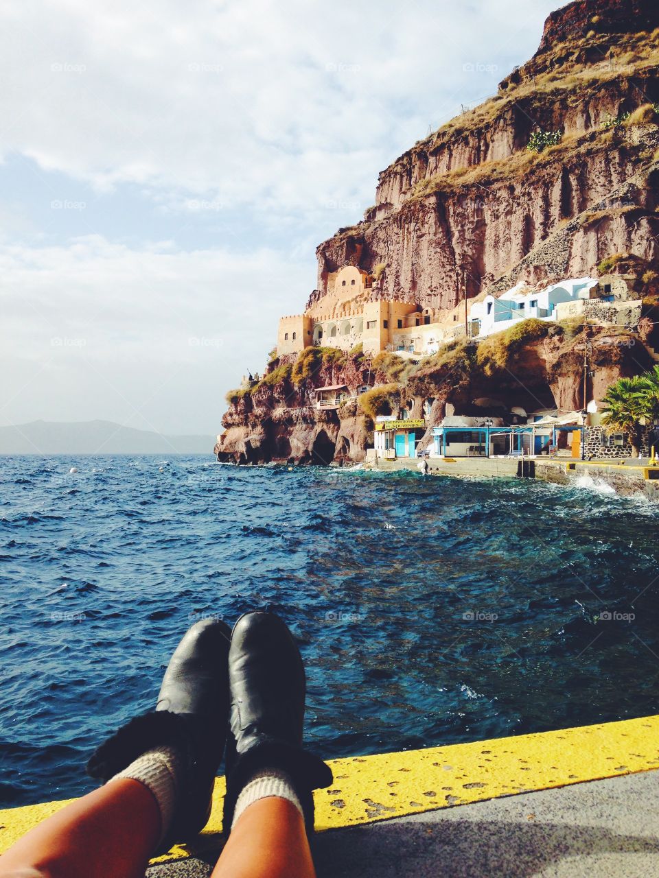 Feet view at Santorini 