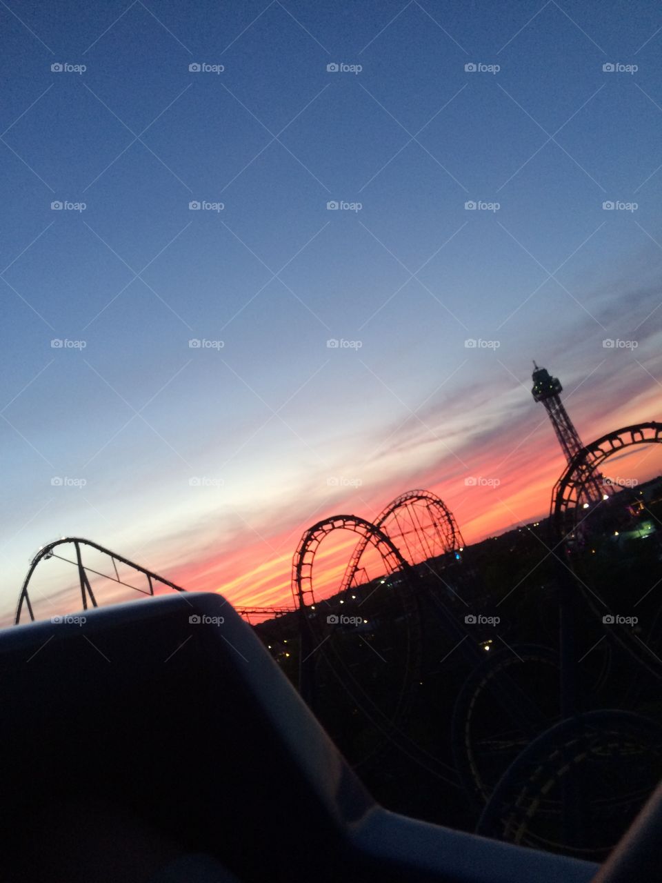 Sunset from roller coaster. I took this photo from on top of a roller coaster 