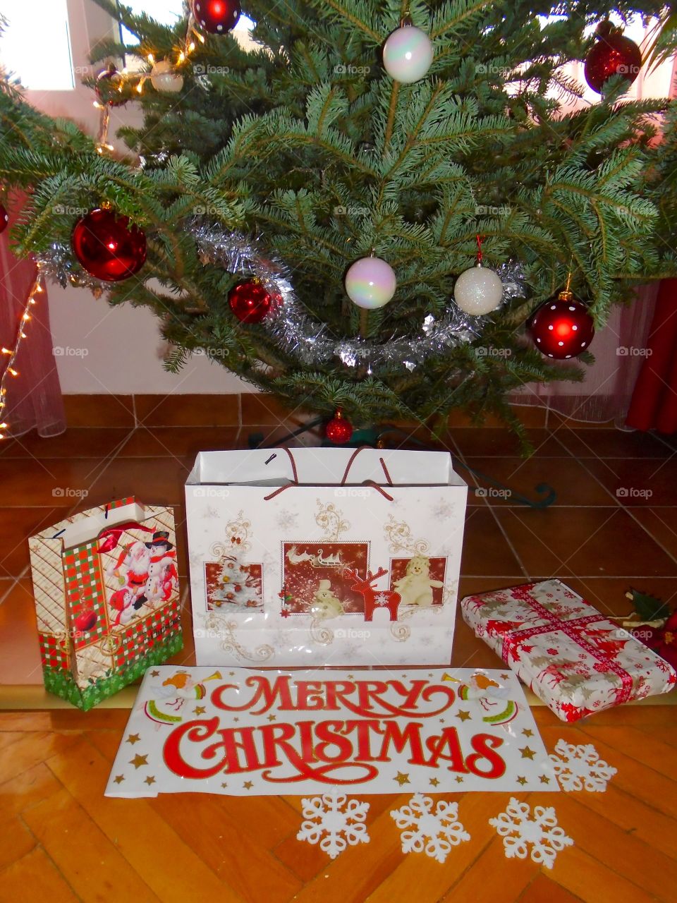 Presents under the decorated Christmas tree