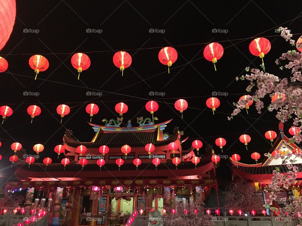 Lanterns at night